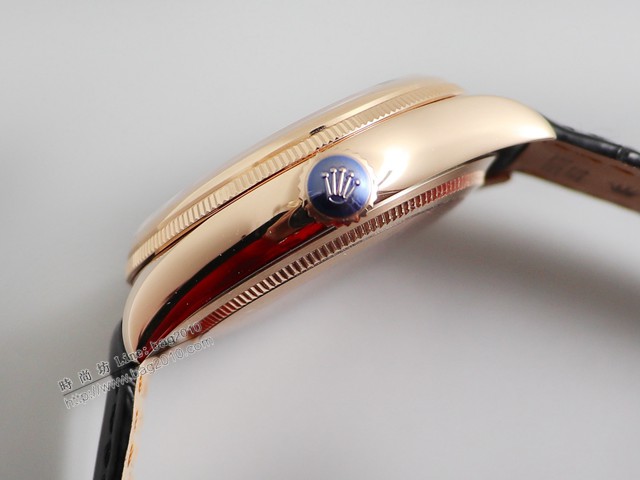 勞力士複刻手錶 勞力士切利尼系列50535月相腕表 Rolex全玫瑰金皮帶男表  gjs1743